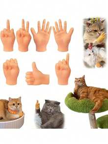Cat Fun Toy Small Gloves Cat Finger Sleeve Mini Hand Model Silicone Small Gloves Cat Massage Tools Pet Cat Toy Gift - Multicolor - View 2
