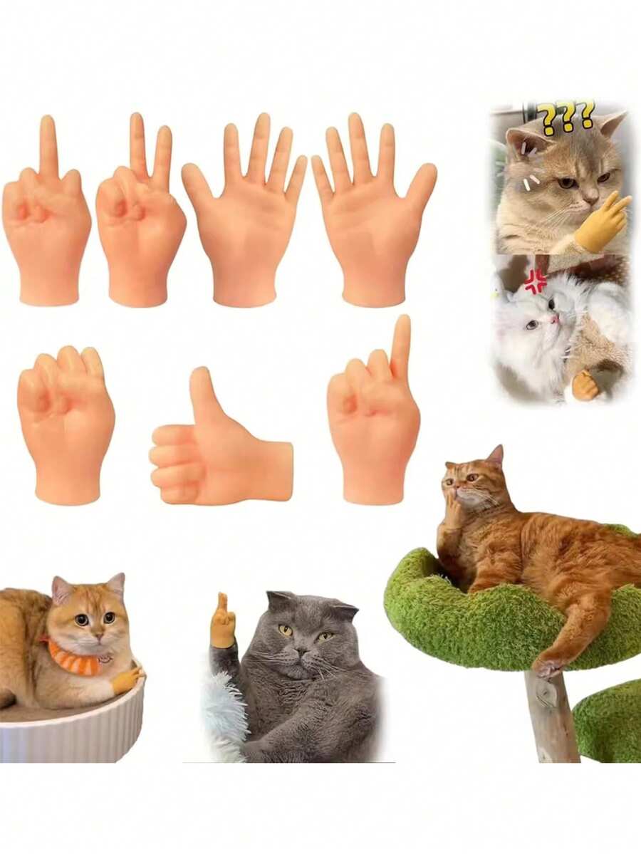 Cat Fun Toy Small Gloves Cat Finger Sleeve Mini Hand Model Silicone Small Gloves Cat Massage Tools Pet Cat Toy Gift