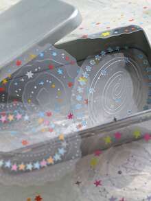 10张/包 3D立体箔纸可爱边框贴纸，创意美学贴纸，DIY剪贴簿工艺材料，节日礼物，个性化剪贴簿学习用品 - 2.星星圈圈 - 查看 3
