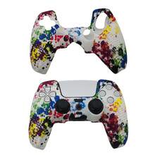 1 个 PlayStation 5 控制器硅胶套，水转印设计，防滑防刮防汗抓握增强，底部大开口用于充电底座直接充电 - 彩色 - 查看 11