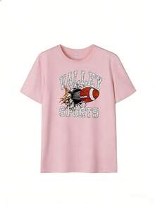 Retro Sporty Style Short Sleeve T-Shirt, Fashionable Short Sleeve T-Shirt For Spring And Summer 2026, Made In Mexico, 180 Grams. Cartoon Print, Couple Design, Suitable For Indoor Or Outdoor Wear. Crew Neck, Unisex, Ideal For Office And Leisure. One-Piece Pack. - PK-P631577SLNDXZGY426 - 查看 2