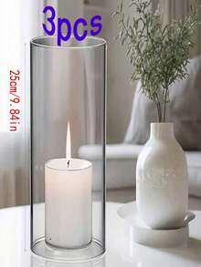 1 Set de Jarrón de Vidrio Cilíndrico, Jarrón Transparente, Portavelas de Huracán, Adecuado para Decoración de Mesa de Comedor, Decoración del Hogar para Bodas, Regalo de Decoración de Ramas, Ceremonia de Graduación y Cumpleaños, Decoración de Habitación, etc. - transparente - Ver 19