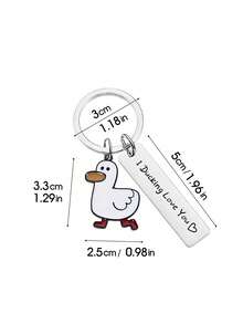 1pc "Don't Duck With Me" Stainless Steel Keychain, Great Christmas Gift For Friends - Multicolor - View 6