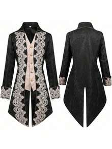 Men's Steampunk Medieval Jacket Gothic Victorian Era Costume Uniform For Men Cosplay - Green Lace Tuxedo - View 4