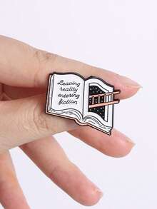 Leaving Reality Entering Fiction Reading Theme Brooch, Unique Bookish Accessory, Perfect Gift For Literature Lovers, Stylish Pin Design - Multicolor - View 7