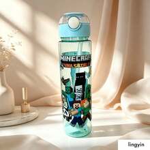 Hasbro Bình nước in hình nhân vật game Pixel, dung tích 500ml, chống rò rỉ, nắp bật và ống hút, bình nhựa đựng nước dùng hàng ngày, đi học, tập gym và dành cho người hâm mộ. - Nhiều màu - Xem 12
