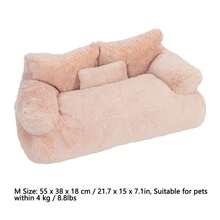 Sofá cama para mascotas, cálido, suave, cómodo, extraíble, lavable, con base antideslizante. Cama para gatos y perros. - Albaricoque - Ver 12