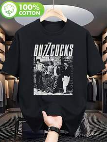 Vintage Buzzcocks Band T-shirt för män och kvinnor - Ikoniskt retrotryck, normal passform, kortärmad tröja lämplig för konserter, vardagsbruk och utomhusaktiviteter - Slitstarkt retro-merchandise (kan tvättas i maskin) - Svart - Visa 1