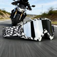 TUOGTCI Gafas de motocicleta con lentes de policarbonato, adecuadas para adultos, a prueba de viento y polvo, para uso decorativo general - Montura de policarbonato, sin graduación óptica. Gafas de motocicleta adecuadas para esquí, motocicleta todoterreno, montañismo, con banda elástica ajustable para comodidad - Multicolor - Ver 6