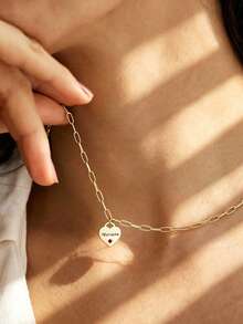 1 chiếc vòng cổ bằng thép không gỉ mạ vàng 18k, khắc tên hình trái tim - Mặt dây chuyền cá nhân hóa - Mặt dây chuyền hình trái tim khắc chữ cái đầu - Quà Giáng sinh cho nàng *VÒNG CỔ KHẮC TÊN EVA*, Bao gồm hộp quà tinh tế, Quà tặng Ngày Valentine - Thiết kế kim cương hình trái tim - Xem 6