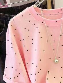 Camiseta casual de mujer de cuello redondo y manga corta con estampado digital de leopardo, regalo para amigos - Rosa coral - Ver 3