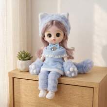 1pc 16cm Cute Posable Fashion Doll, Detachable & Interchangeable Clothes, Shoes & Accessories, Movable Joints, Expressive Plush Doll, Soft Doll Outfit, Creative Birthday Holiday Gift For Girls, Room Decor, Stress Relief Collectible Art Doll, DIY Dress-Up Toy - Multicolor - View 2