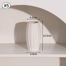 Jarrones de cerámica blancos, adornos decorativos nórdicos, decoración para el hogar y la sala de estar, arreglos florales, accesorios para bocetos, decoración de escritorio - D5-0336 - Ver 2