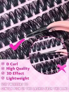 640pcs (60D+80D) D-Curl Fluffy False Eyelashes, 8mm-16mm, Large Capacity, Suitable For Creating Thick Fluffy Natural Eye Makeup, DIY Home Makeup, Large Capacity Single Piece False Eyelash Book, Suitable For Beginners And Makeup Artists, Soft And Durable, Can Be Used For DIY Fox Eye/Cat Eye Makeup, Segmented False Eyelashes, Portable Travel, Suitable For Stage, Wedding, Outdoor, Daily Work, Music Party And Other Occasions - 粉色 - 查看 6