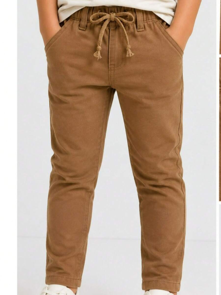 Comfortable Everyday Casual Pants For Boys. - 駝色 - 查看 1