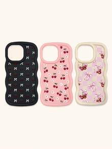Bộ 3 ốp lưng điện thoại kiểu Coquette màu hồng trắng kẻ caro, in hoa anh đào và nơ, viền lượn sóng, làm bằng chất liệu TPU mềm, chống sốc, tương thích với iPhone 15/14/13/12/17 Pro Max & Galaxy S25 Ultra, thiết kế dễ thương nữ tính, phù hợp sử dụng hàng ngày hoặc làm quà tặng, dịp Lễ Tình nhân/Ngày của Mẹ/Sinh nhật/Bạn thân - Nhiều màu - Xem 69