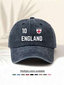 1pc Washed Baseball Cap With "ENGLAND 10" National Flag Logo Print, Best Gift Choice, Versatile Casual Fashionable, Highly Attractive All-Season Decorative Item, Must-Have Stylish Accessory - Washed Cap - View 15