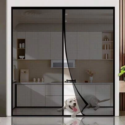 Summer Upgraded Black Fiberglass Anti-Mosquito Door Curtain, High Transparency Mesh, Strong Magnetic Self-Closing, Suitable For Home Use, Thick & Durable, Invisible Design, Breathable, No Drill Installation, Anti-Insect Door Curtain