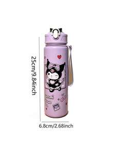 800ml Solid Color Cute Medium Cup With Rope Handle & Straw, Shockproof & Heat Resistant Bounce Lid Water Bottle - Multicolor - View 8