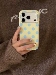 Minimalist Cute Polka Dot Pattern Phone Case Compatible With IPhone 18 17 Pro Max 17 Pro 17 16 Pro Max 16 Pro 16 15 Pro Max 15 Pro 14 Pro Max 14 Pro 13 12 Pro Max 11 16 15 14 Plus Fashionable Macaron Color Soft Anti-Drop Protective Cover Gift - Yellow - View 2