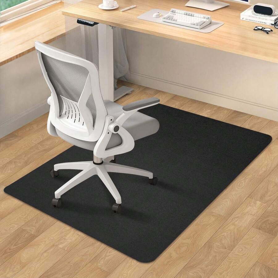 SHAREWIN Office Chair Mat For Hardwood Floor, 140x90 Cm Rolling Chair Mat, Desk Computer Gaming Mat, Under Desk Low-Pile Rug, Multi-Purpose Floor Protector For Home Office Black - Black - View 1