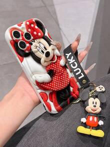 Disney Mickey Mouse Clubhouse Phone Case : 3D Fluffy Pattern Border Protector Phone Soft Phone Case With A Free Cute Mickey Bracelet Chain Lanyard, Mickey, Minnie, Goofy, Donald Duck, Daisy Duck, Pluto, For Apple 17 Promax 17 Pro 16 15 14 13 12 11 Pro Max XS Max X XR Soft Cover Summer Phone Case - trắng - Xem 6