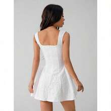PETITE Women's Sleeveless Solid Color White Summer Midi Dress, Simple & Casual For Everyday Wear,Rave Outfits Festival,Summer Dresses For Women,White Dresses For Women - trắng - Xem 2