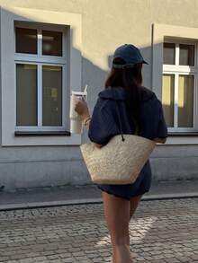 Bộ đồ 2 món Senya Xuân/Hè mới, gồm áo len cổ tròn và quần short. Mang phong cách sinh viên, với vẻ ngoài thanh lịch và thời trang. - Xanh đậm - Xem 3