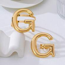 1套奢华时尚夸张金属粗体字母G可调节手镯 + 1枚优雅字母戒指首饰套装 - 金黃色 - 查看 2