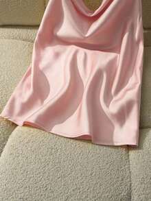 Nueva llegada Primavera/Verano Camiseta ajustada con cuello halter y espalda descubierta para mujer - Rosa Pálido - Ver 3