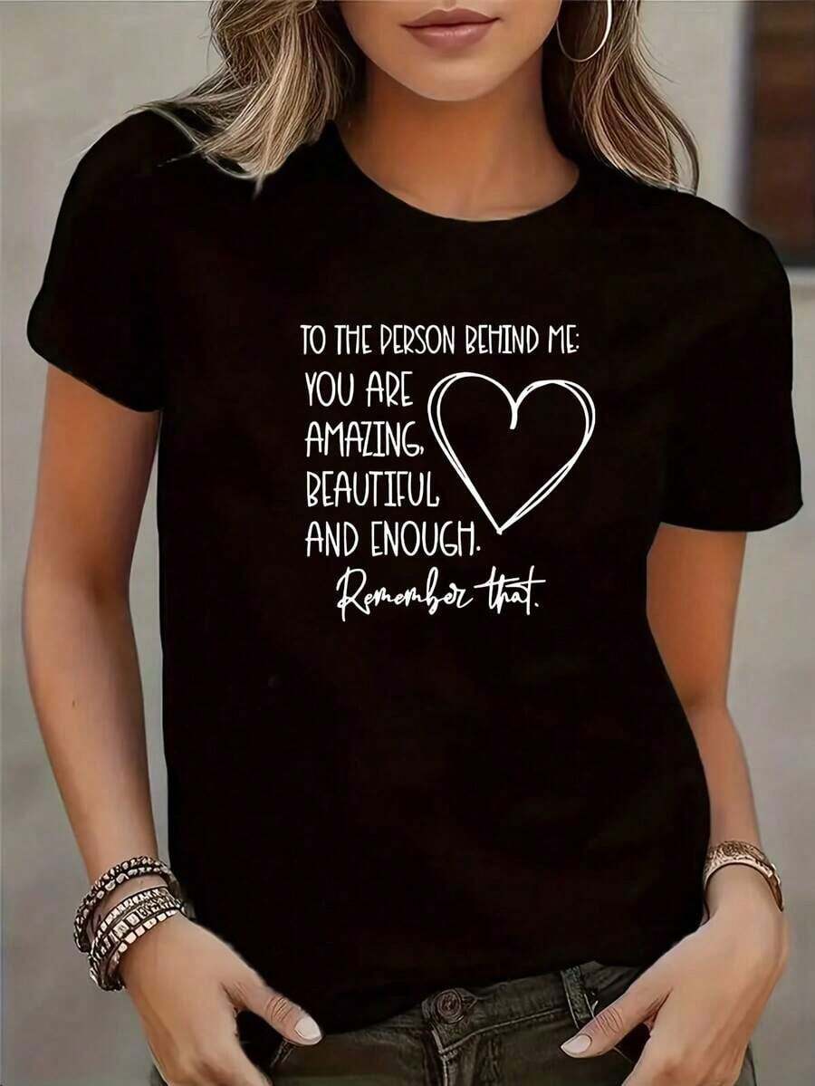 Camisetas a juego para parejas de mujer - Estampado con frases de confesión y diseño de bloques de color, cuello redondo, adecuadas para uso diario y conjuntos de pareja - Camisetas a juego casuales lavables a máquina para noches de cita, fiestas y conjuntos a juego para el día a día. - Negro - Ver 1