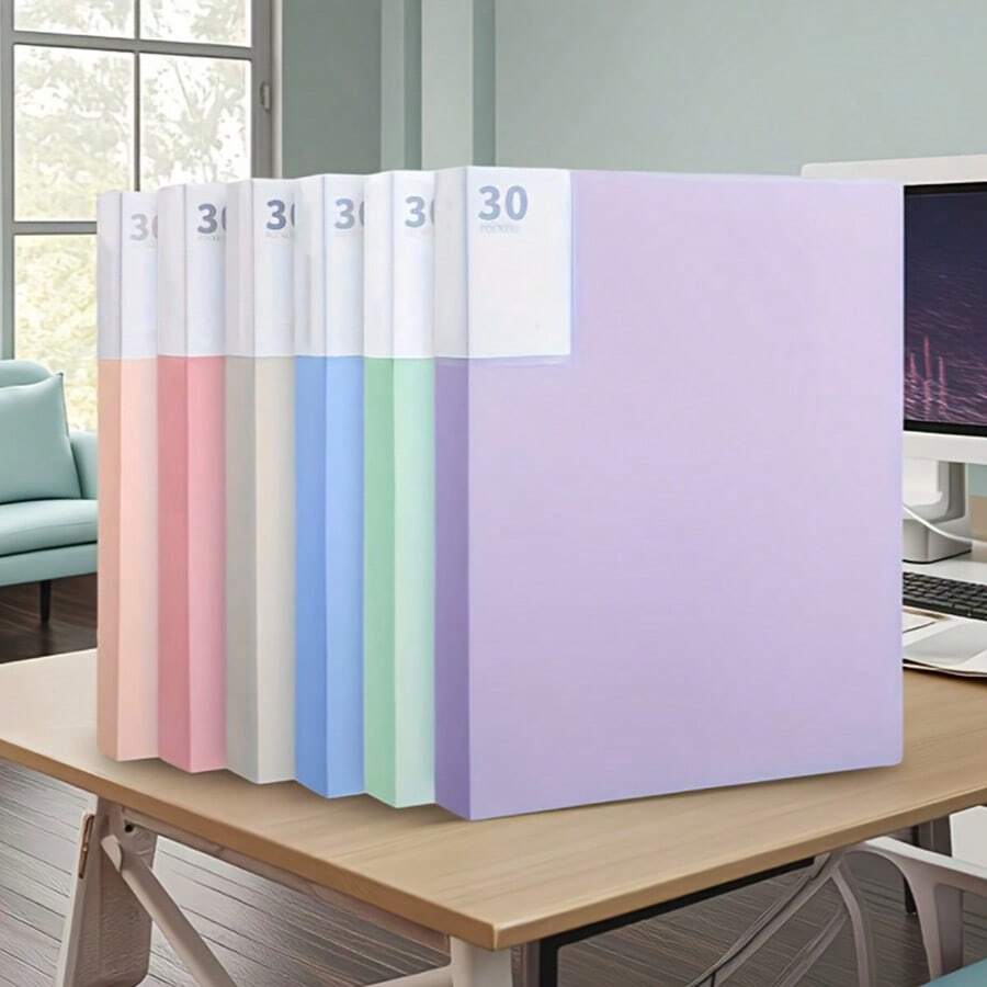 Carpeta de documentos A4 colorida con páginas intercambiables, adecuada para almacenar obras de arte y trabajos creativos, disponible en 1 pieza o 6 piezas, múltiples opciones de color - A - Ver 1