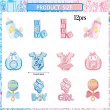 12pcs Paper Gender Reveal Party Decorations, Gender Reveal Table Decor Set, Includes Honeycomb Center Decor, Suitable For Party Decorations, Center Piece For Party Dining Table - Multicolor - View 5
