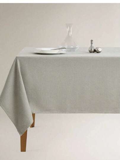 1 bộ khăn trải bàn và khăn ăn trang trí đa năng màu đen & xám, chất liệu polyester cotton, phù hợp cho ngày lễ và trang trí hàng ngày