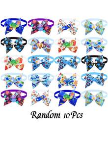 2/10PCS Ocean Wind Satin Fabric Pet Tie, Adjustable Decoration, Turtle/Dolphin/Clownfish/Whale/Slippers/Devil Fish/Fish Bones/Jellyfish Multiple Pattern Accessories Decoration Matching, Pet Decoration Supplies, Universal For Cats And Dogs, Cat And Dog Summer Travel Party Holiday Decoration Collar, Perfect Summer Pet Decoration Gift! - Multicolor - View 13
