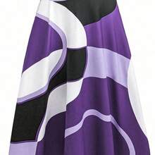 2pcs/Set Plus Size Solid V-Neck Ruffle Short Sleeve Top And Allover Print Skirt, For Summer - Burdeos - Ver 7