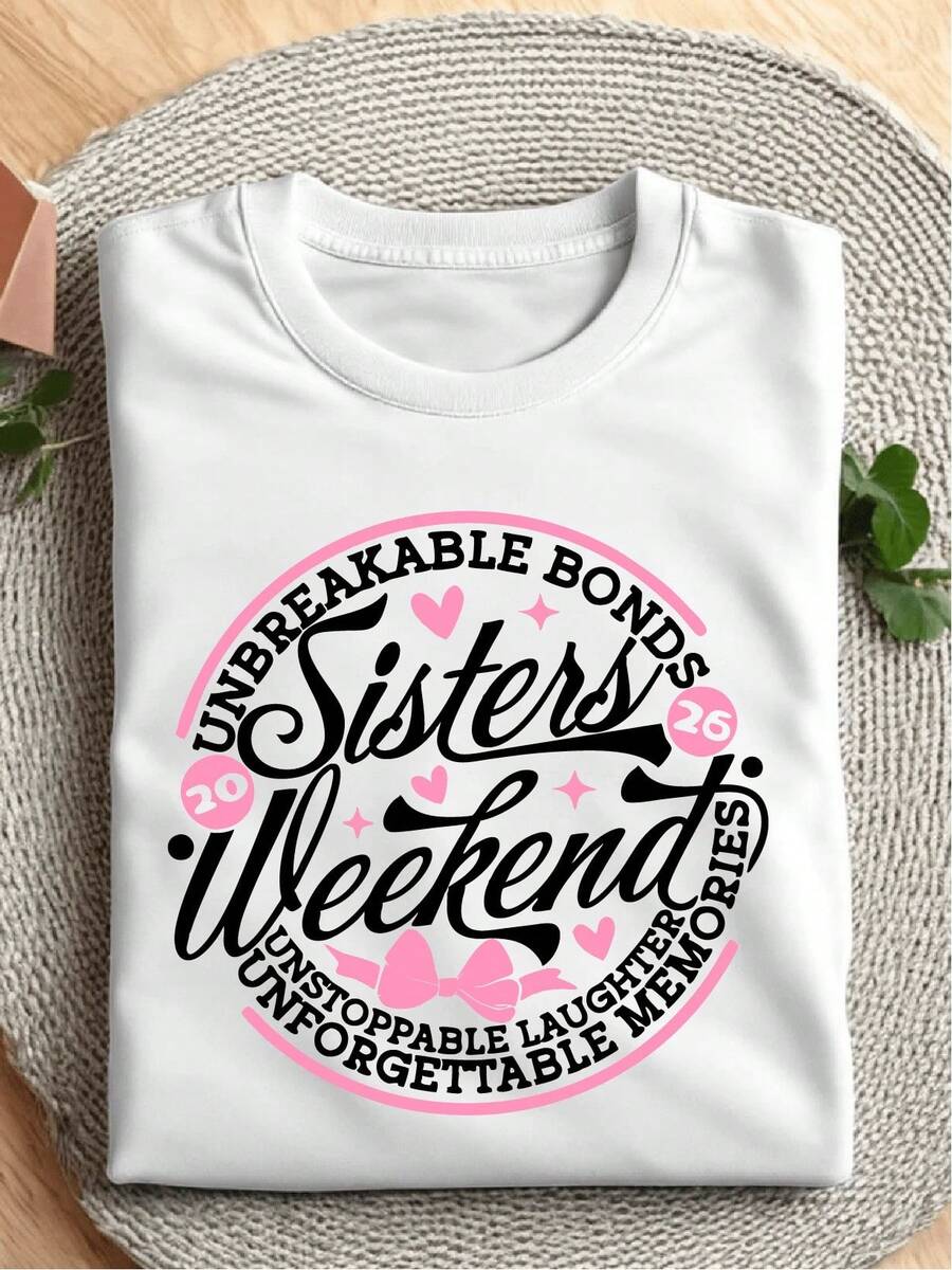 Camiseta para Hermanas Lindas, Camisetas para Fin de Semana de Hermanas, Camiseta de Amor para Hermanas, Regalos para Viajes de Fin de Semana de Hermanas, Conjunto para Mejores Amigas, Camisetas a Juego para Hermanas, Camisetas para Reunión de Hermanas. SH-1201 - Camiseta de manga corta de algodón holgada unisex estilo vintage, cuello redondo, blusas para mujer - Blanco - Ver 1