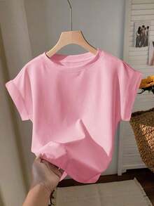 2 piezas Camiseta de cuello redondo de manga corta en negro y rojo, adecuada para el verano - Multicolor 9 - Ver 3