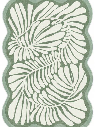 Modern Irregular Shape Washable Non-Slip Rug – Laser Cut Thin Soft Area Rug For Living Room, Kitchen & Runner
