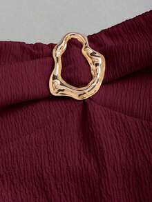 Vestido mini elegante sin tirantes de doble capa para mujer - Burdeos - Ver 6