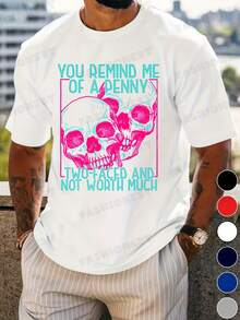 Camiseta de manga corta con cuello redondo estampado por transferencia térmica Recuérgame que eres como una moneda valiosa de doble cara camiseta con calavera regalo para hombres mujeres familiares y amigos blusas para mujer camiseta de mujer - Blanco - Ver 9