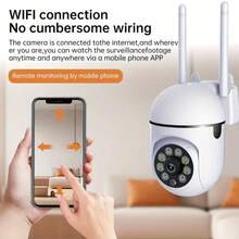 1/2/4 piezas Cámara de inalámbrica WiFi Full HD, conexión WiFi de 2.4G, tecnología avanzada de inclinación-giro-zoom, visión nocturna a todo color, audio bidireccional, seguimiento inteligente de movimiento, adecuada para monitoreo de ancianos/mascotas en interiores, cámara de para el hogar - Blanco - Ver 9
