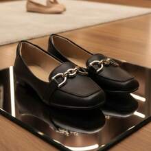 Sapatilha Mocassim Feminina Confortável Bico Quadrado Enfeite Elegante Linha Premium - Preto - Visão 8