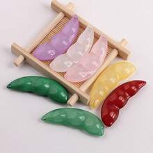 8pcs Acrylic Imitation Jade Bean Pendant, Multicolor Jelly Style, For DIY Jewelry Making - Multicolor - View 4