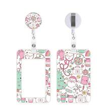 1pc Cute Nurse Print ID Badge Holder With Retractable Badge Reel, Kawaii Medical Themed Card Protector For RN, LPN, CNA, Nurses And Medical Students, Office Staff Work Accessories - Rectangle - View 15
