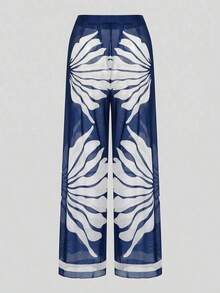 Swim Oasis Traje de baño de una pieza con camisola de patchwork de colores y pantalones de pierna ancha, adecuado para vacaciones en la playa, fiestas en la piscina y fiestas en la playa - Azul - Ver 5