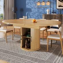 Large, Small, Small, Balkontisch, Large Tischplatte Runder Esstisch, Large Oval, 118-158 Cm, Platz Für Bis Zu 6 Personen, Holzfarbe - Natural - View 7