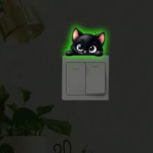 1/4 piezas Pegatinas luminosas de gato lindo que brillan en la oscuridad, calcomanías autoadhesivas luminosas, guía de iluminación suave para dormitorio, sala de estar, cocina, baño, entrada, brilla automáticamente en la oscuridad por la noche, autoadhesivo y removible, calcomanías para bicicleta - Dibujos animados - Ver 10