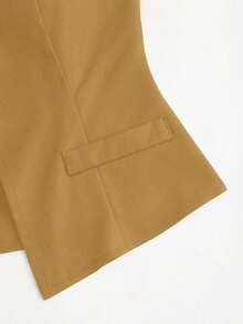 Sweetro Conjunto a juego de chaleco negro de una hilera y pantalones de pierna ancha con fruncidos - Amarillo Mostaza - Ver 4