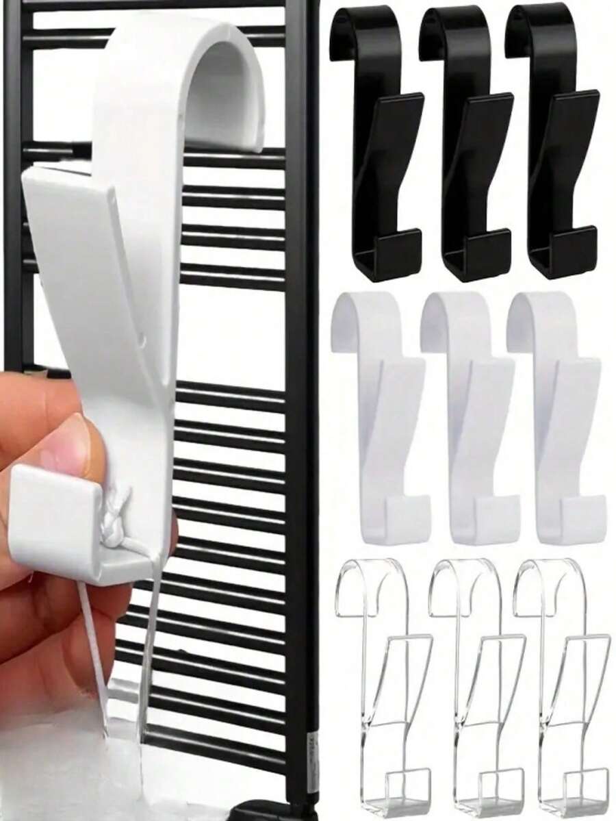 1/3/6 piezas Ganchos para baño: Soporte de gancho para calentador de toallas eléctrico - Estante multifuncional para secado y almacenamiento de toallas y ropa - Multicolor - Ver 1